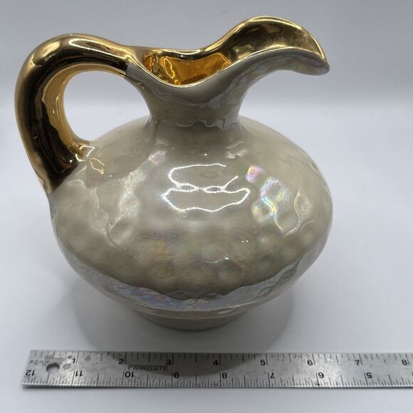 Vintage Opalescent Pearl Pitcher with Gold Handle - Picture 8 of 8